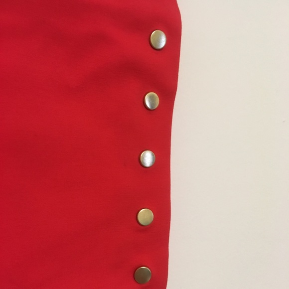 Worthington Dresses & Skirts - Bright red pencil skirt with gold buttons